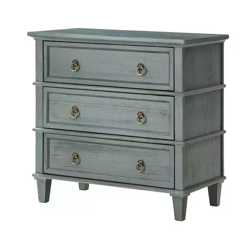 Helena 28W 3-Drawer Solid Wood End Table with Built-in Charging Station|HULALA HOME