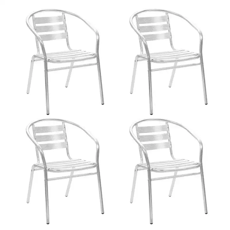 vidaXL Dining Set Silver Aluminum Medium Stackable 5 Piece Dining Set