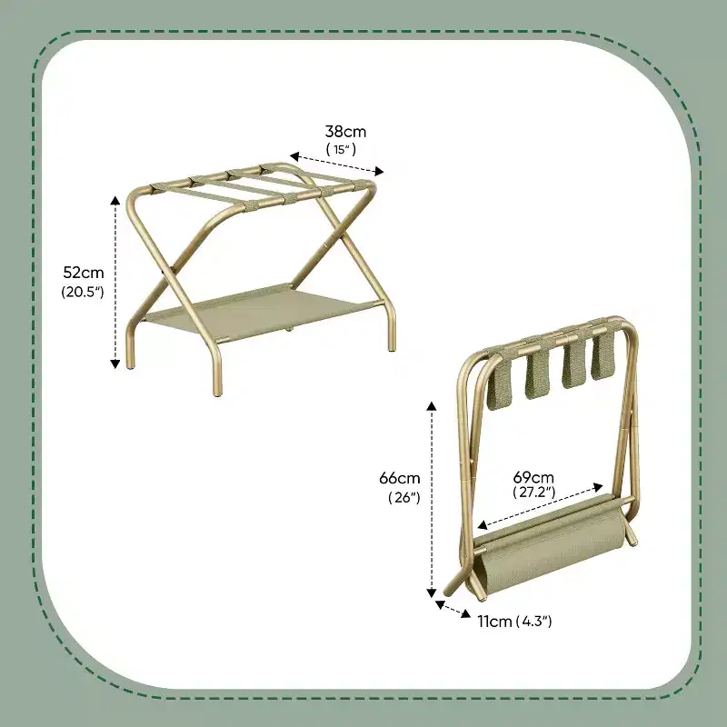 Steel Folding Luggage Rack with Shoe Shelf 27.2''L x 15''W x 20.5''H