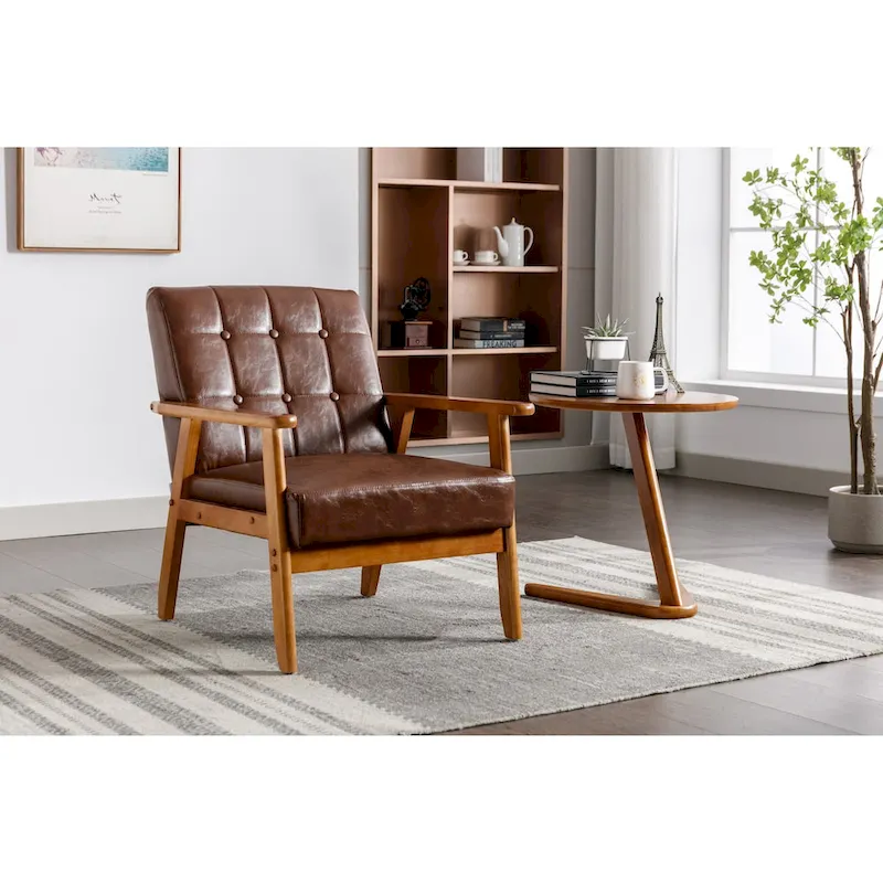 Upholstered Accent Arm Chair with Wood Frame