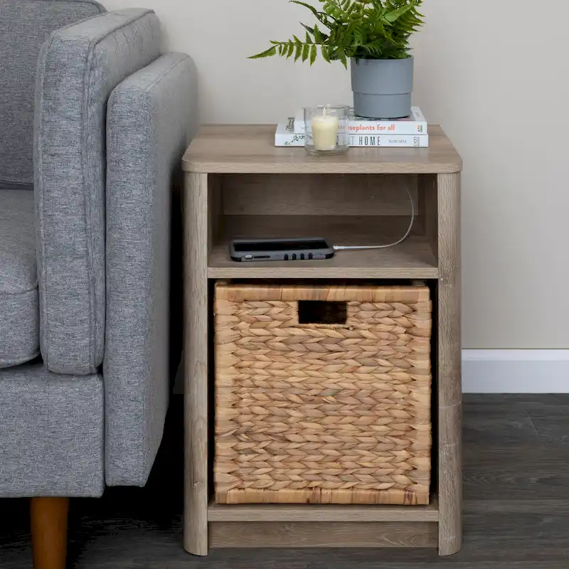 Marble and Wood End Table