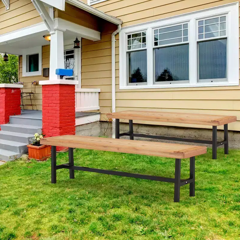 EROMMY Wooden Picnic Bench(Set of 2)