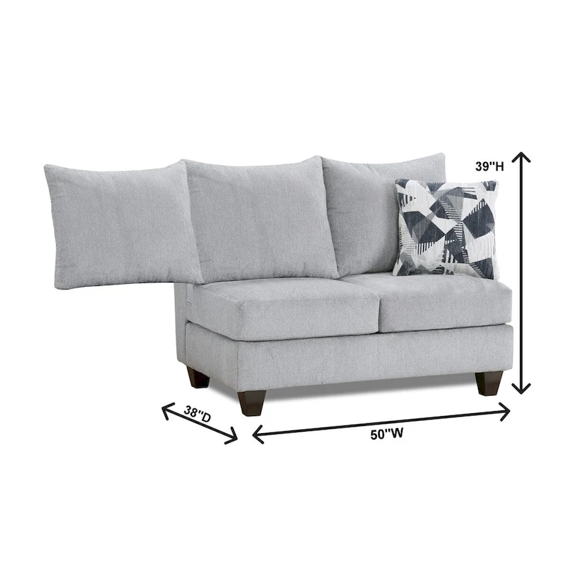 Roundhill Furniture Duleek 3-Piece Living Room Set, Herringbone Silver