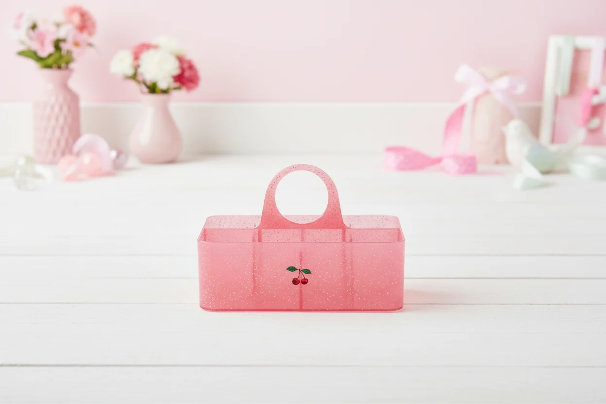 Glitter Storage Organiser with Handle Sparkling Blush