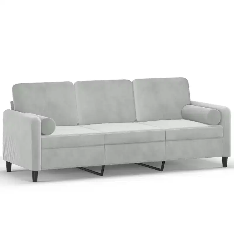 vidaXL 2-Seater Sofa with Throw Pillows Light Gray 47.2 Velvet