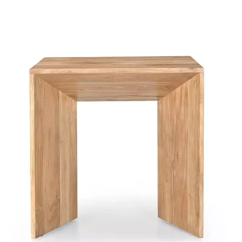 Solid Wood Modern Angled End Table, Acacia, Light Brown