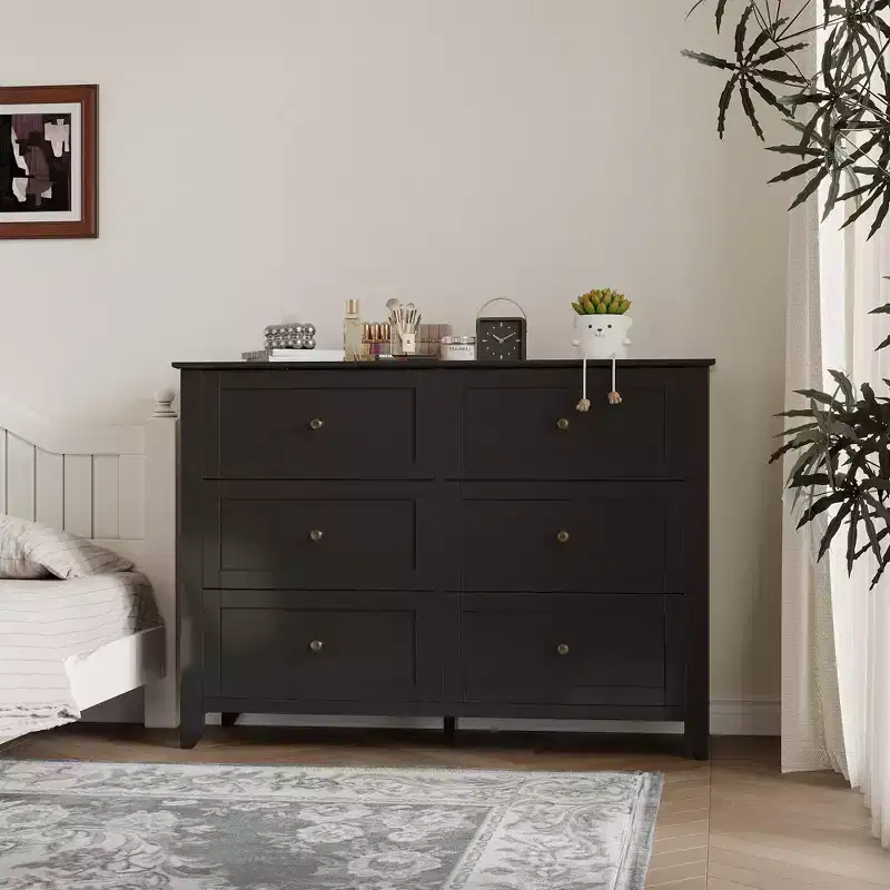 6-Drawer Dresser TV Stand for 48 TVs, Modern Wood Chest for Bedroom, Living Room & Hallway
