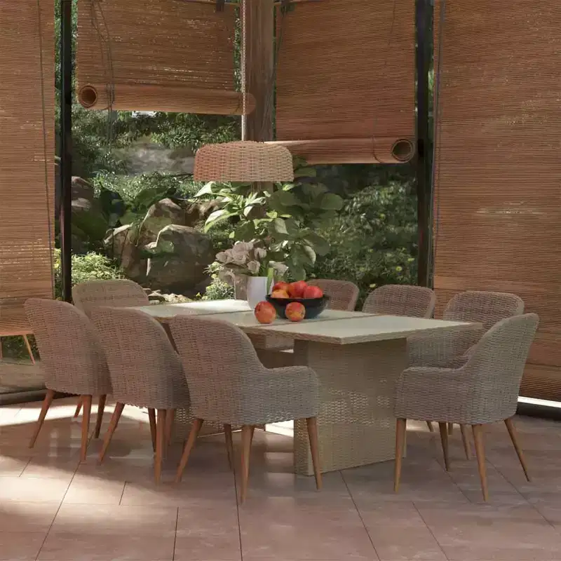 vidaXL Dining Set Brown PE Rattan Large Removable Covers Dining Set