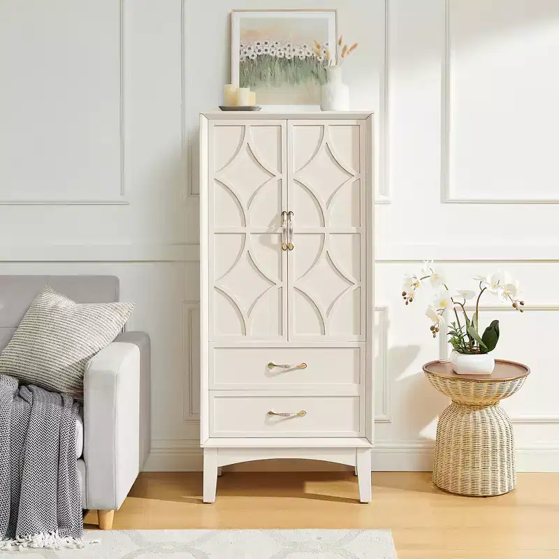53.5in Tall Kitchen Pantry Storage Cabinet, Modern Sideboard Buffet Cabinet with Drawers for Entryway Hallway Living Room Kitchen