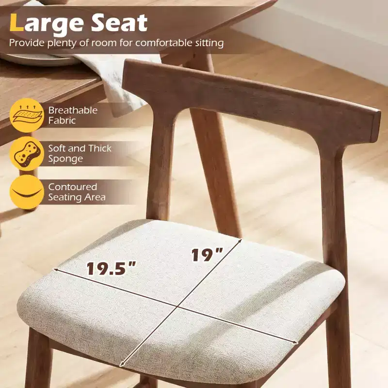 2PCS Counter Height Bar Stools with Curved Backs and Upholstered Cushioned Seats