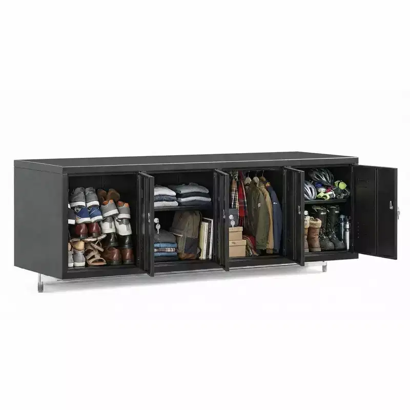 Locker, Storage Cabinet 4-Door Metal Locker with Individual Locks, Wall-Mountable Steel Organizer for Employees, Gym, School, Office, Black