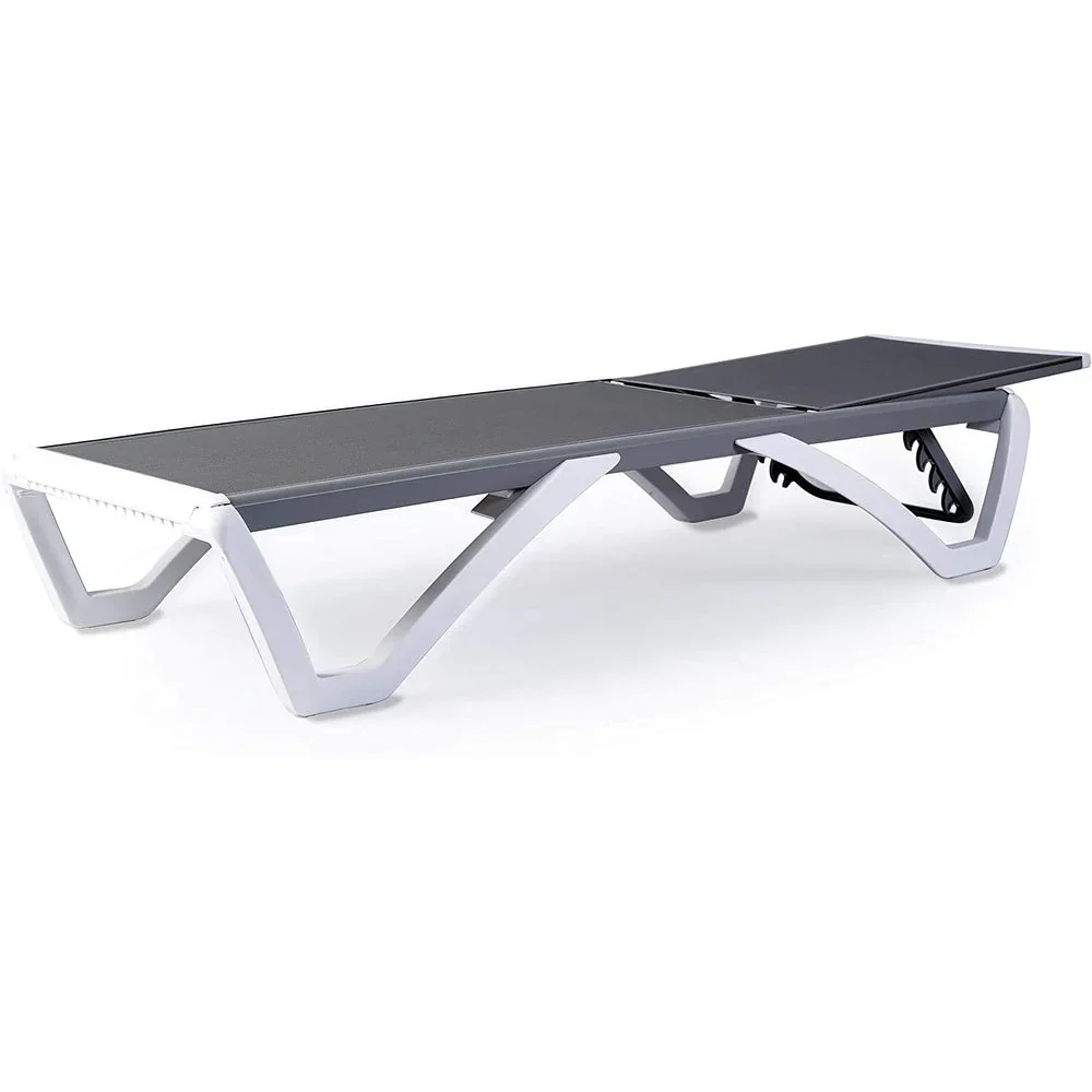 Kozyard Alan Full Flat Aluminum and Polypropylene Resin Legs Patio Reclining Adjustable Chaise Lounge
