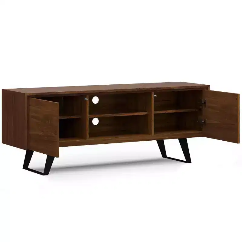 Mitchell TV Stand: Sturdy Metal Legs, Media Storage, Cord Management