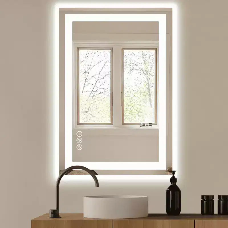 Anti fog Bathroom Mirror with Dual Source and Three Modes
