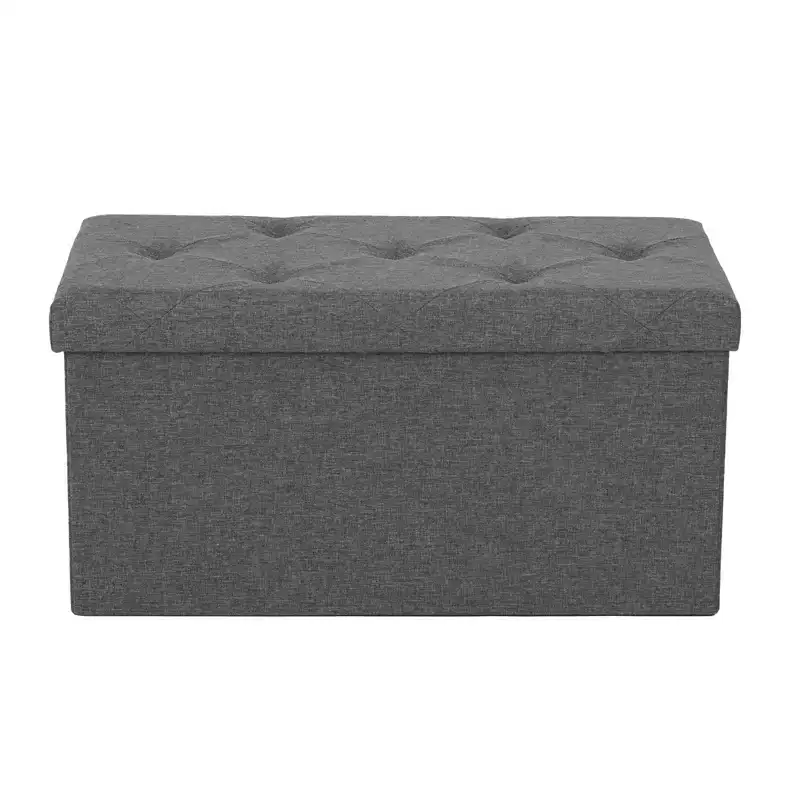 TUYOHW 24/35 Gal Foldable Storage Ottoman Bench,Thickened Foam Padded End-of-Bed Bench for Bedroom and Living Room,600lbs Capacity,Dark Gray