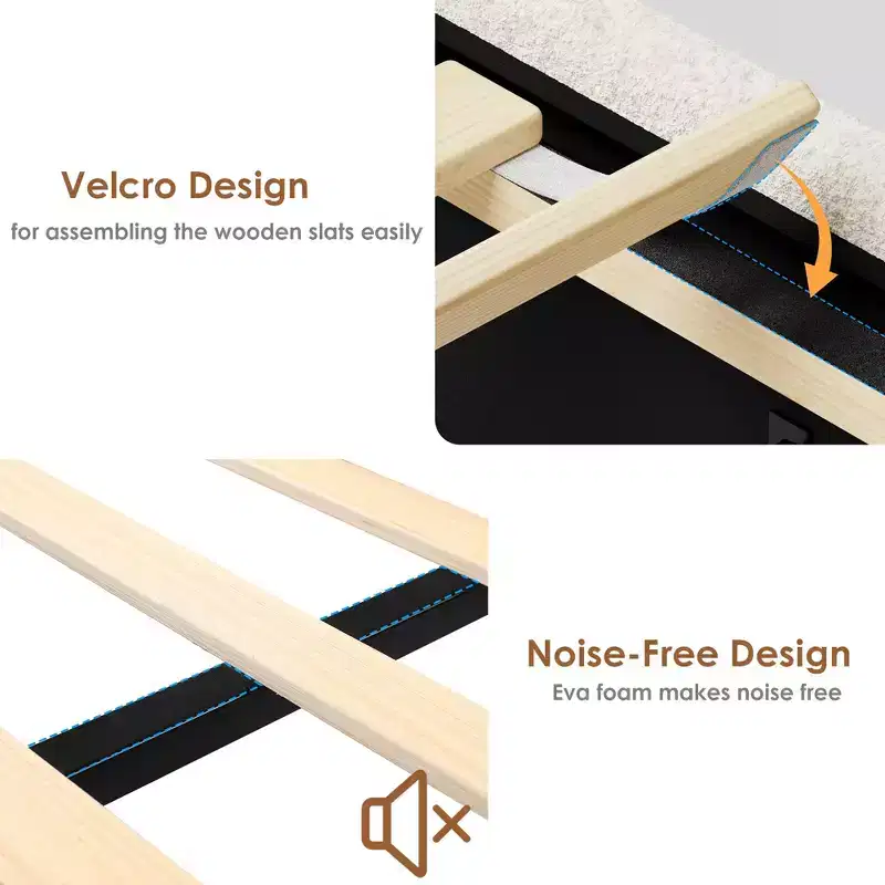 Platform Bed Frame, 4 Storage Drawers and Headboard, Wooden Slats Support, No Box Spring Needed, Easy Assembly, Noise-Free