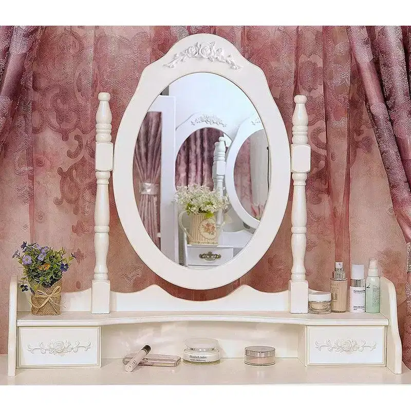 White Density Plate Painted Four Drawers Single Mirror European Dressing Table Set