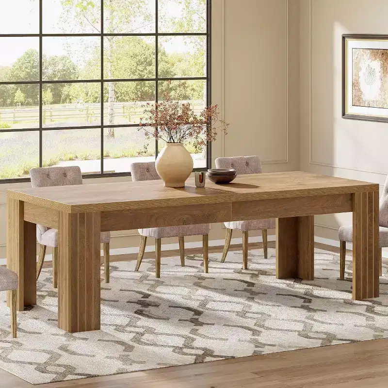 Lantine 78.7-Inch Large Dining Table for 6-8, Rectangle Farmhouse Kitchen Table with Heavy Duty Legs for Kitchen & Dining & Living Room (Natural)