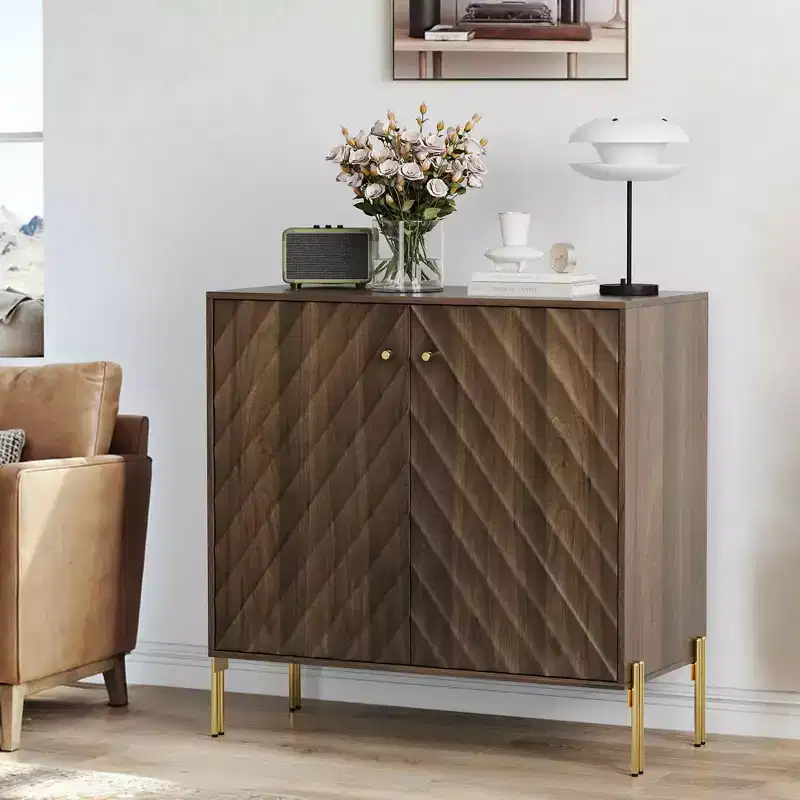Mid-Century Modern Sideboard Storage Cabinet for Living Room & Kitchen – Brown