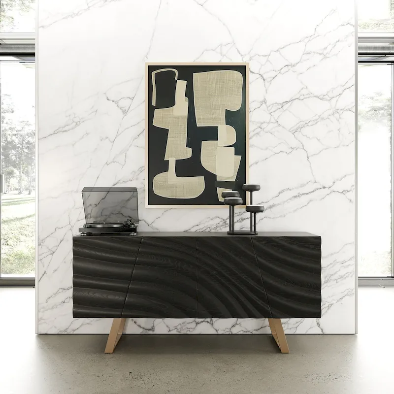 Modrest Finley Mid-Century Black & Gold Buffet
