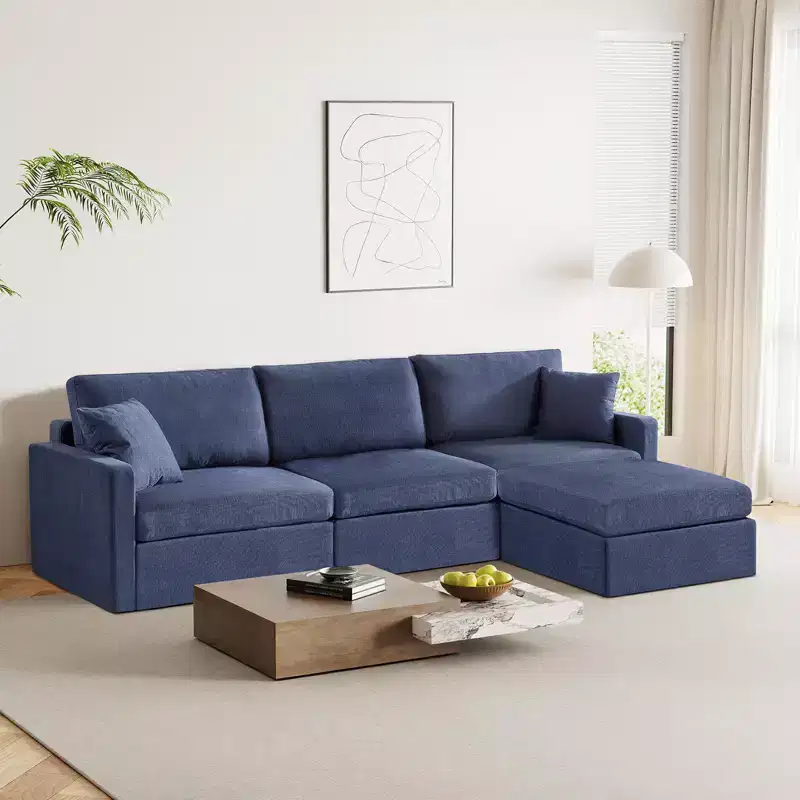 Dyonery 113 Modular Combo Sofa , Modern Convertible L-Shaped Combo Sofa for Living Room, 4-Seater Sofa Set