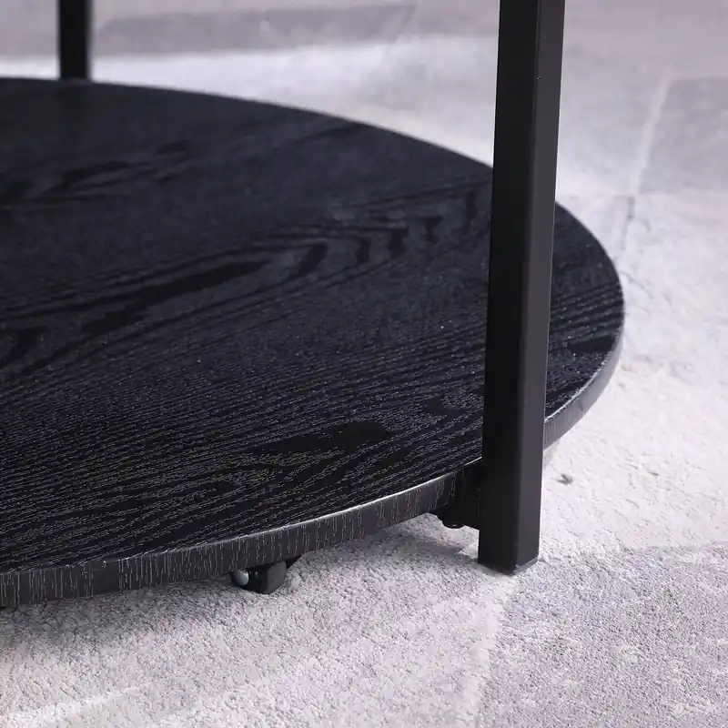 31.5 Modern Round Glass Top Coffee Table with Casters
