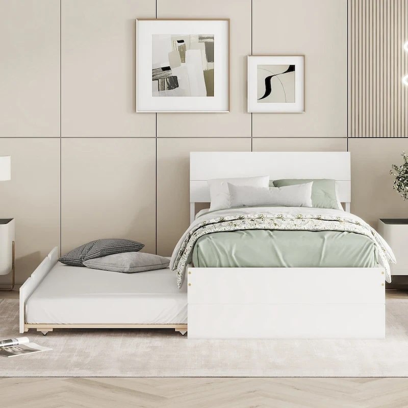 Modern Twin Bed Frame With Trundle