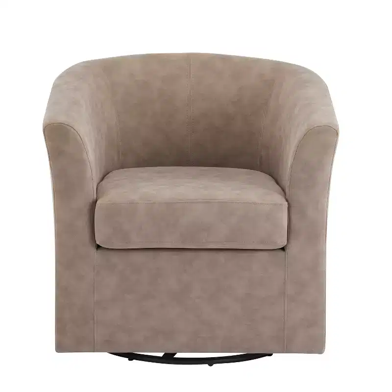 Contemporary Faux Leather Upholstered Swivel Club Chair