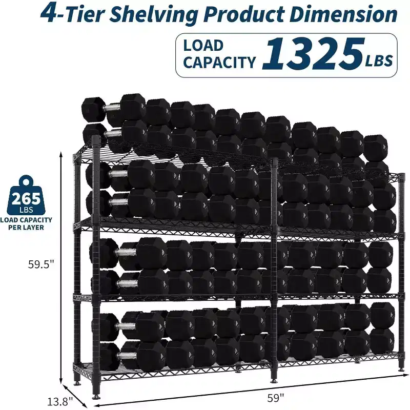 5-Tier Heavy Duty Metal Wire Storage Rack, Adjustable Shelving Unit for Kitchen Pantry, Garage, and Commercial Use, Wide Freestanding Organizer
