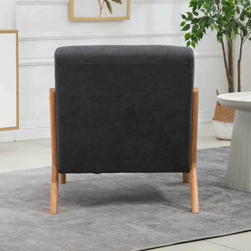 Mid-Century Velvet Upholstered Accent Chair Armchair w/Waist Cushion