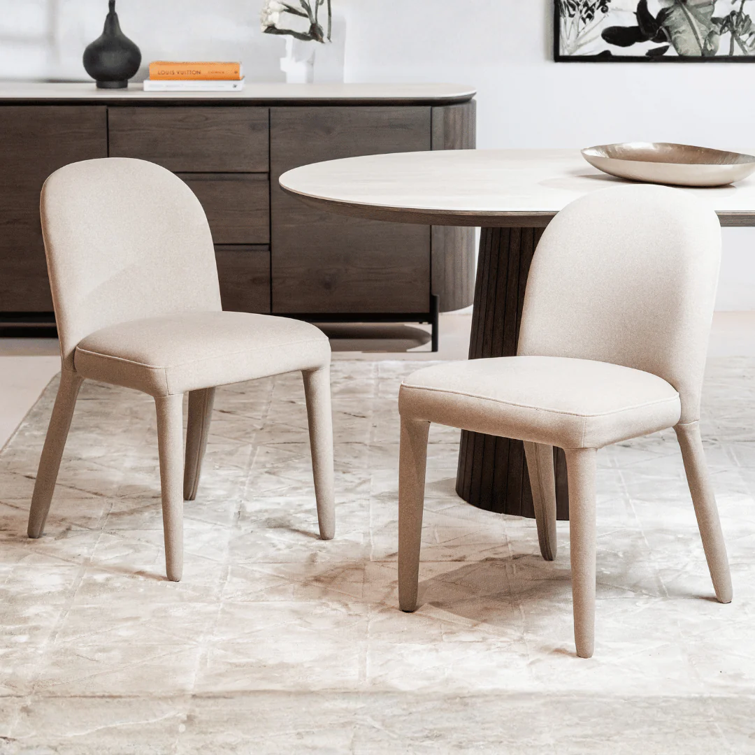 Minimalist Sand Linen Dining Chair for Dining Room