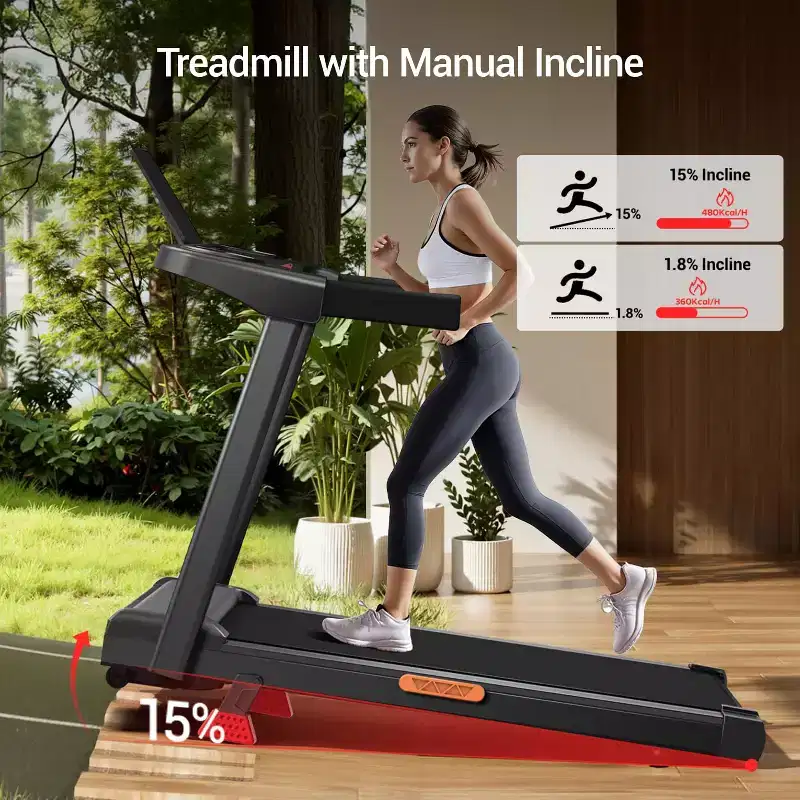 15% Incline Treadmill with Handles, 3-in-1 Portable Treadmills for Home and Office, Foldable Treadmills with 300 Lbs Weight Capacity (15)
