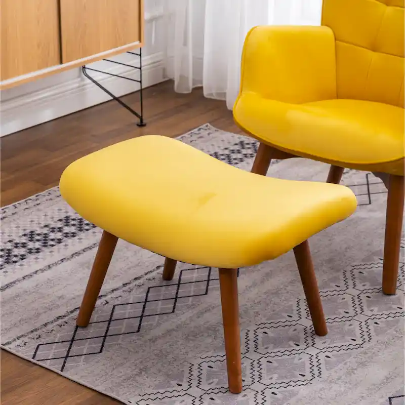 Carson Carrington Aasen Silky Velvet Tufted Accent Chair with Ottoman