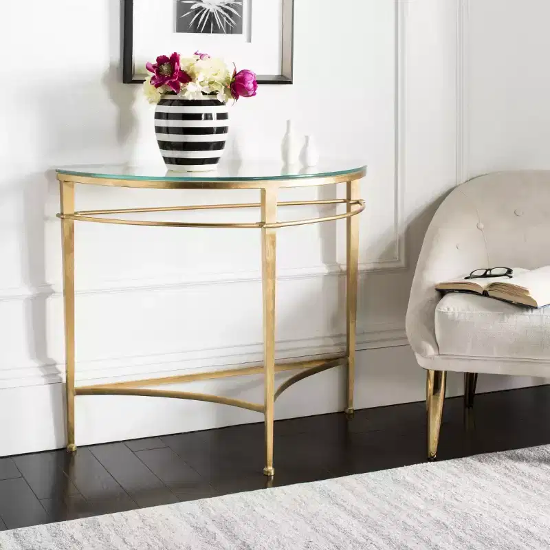 Baur Console Table - AMH8306A - Gold - Safavieh Couture