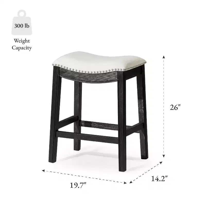 Backless Saddle Counter Stool with Fabric Upholstery 26