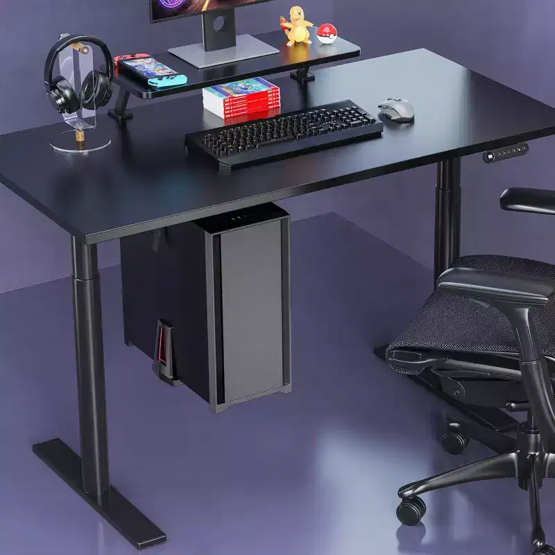 Heavy Duty Deluxe Under Desk CPU Mount with Sliding Tracks, Height Adjustable, 33 Lbs Capacity, Black