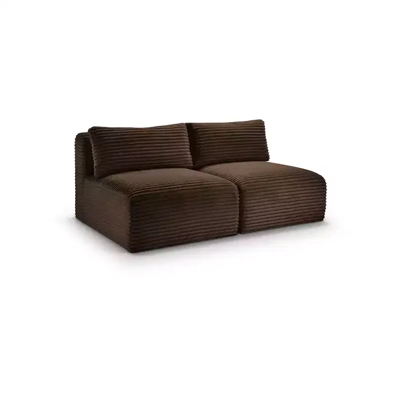 Shaggy Corduroy Performance Fabric Modular Sofa