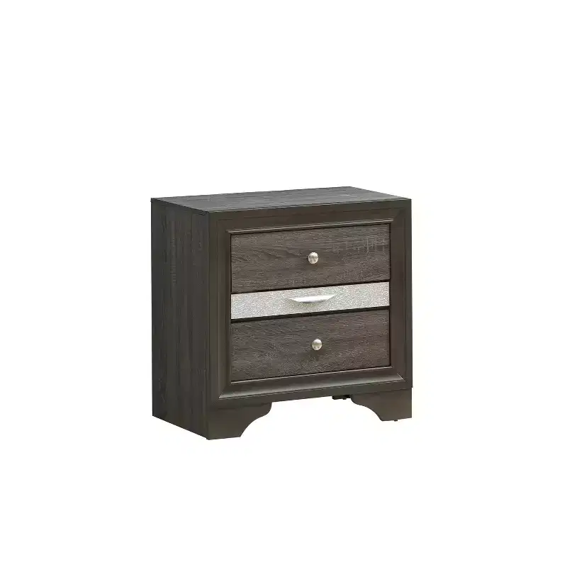 Gray Nightstand with 2 Drawers, 26H x 26W Wood Bedside Table for Bedroom