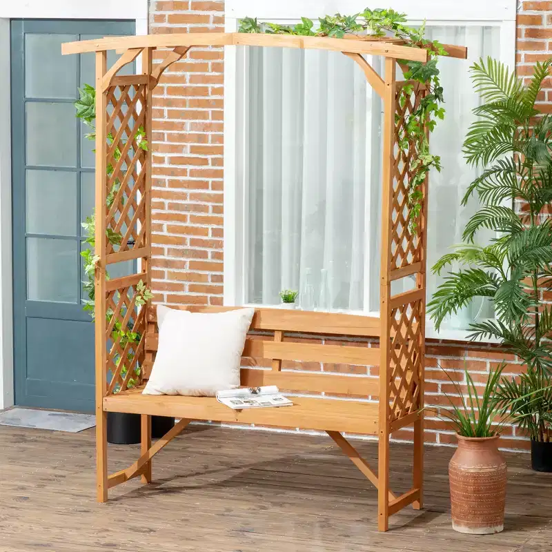 Patio Garden Benchen Bench, Outdoor Bench for Vines/Climbing Plants