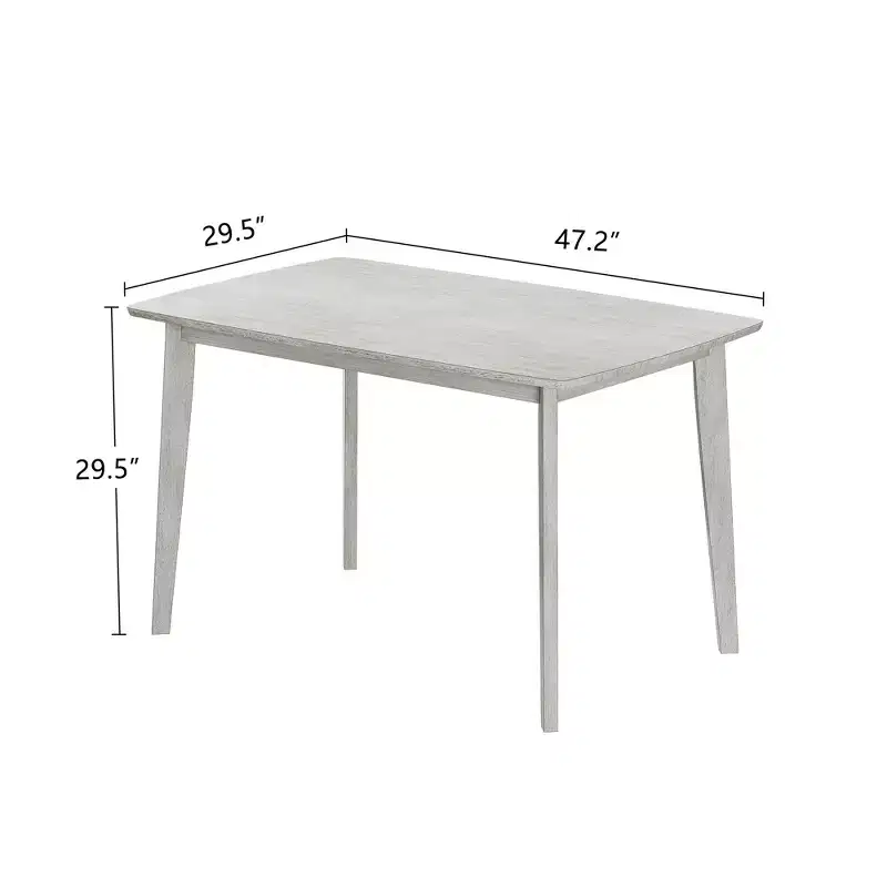 VECELO Farmhouse Style Dining Table, Rubber Wood Table with 4 Solid Wood Legs for Kitchen, Gray
