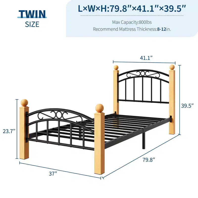 COZONY Metal Platform Bed Frame with Headboard & Footboard, Heavy-Duty Steel Slat Support, Under-Bed Storage, No Box Spring Needed, Easy Assembly