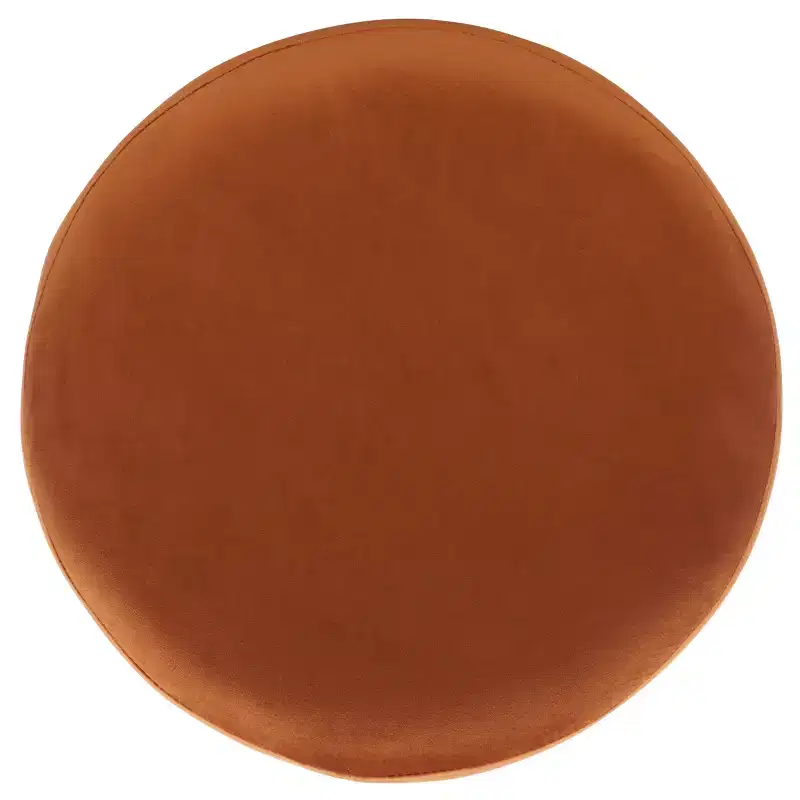 Ivory / Rust Round Velvet Ottoman with Tassel, Seats 1