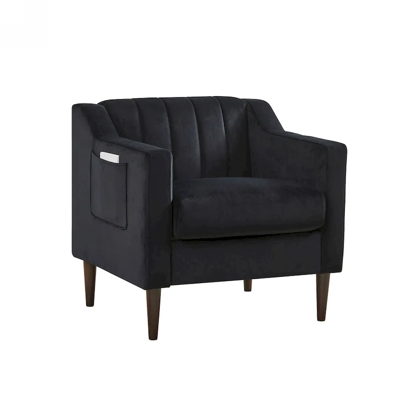 Modern Upholstered Tufted Accent Chair with Metal Legs