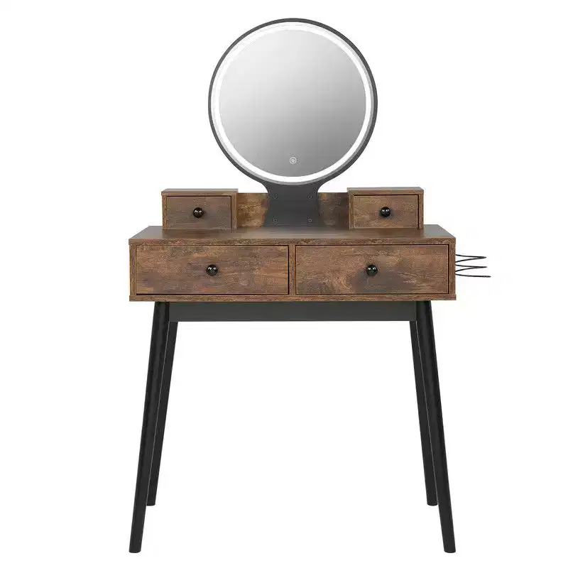 Fire Cloud Density Board Solid Wood Leg Melamine Laminated Four-Drawer Dressing Table Set
