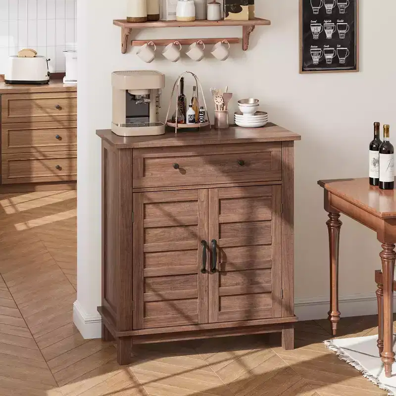 31.5 Sideboard Buffet Cabinet, Rustic Storage Cabinet with Adjustable Shelf, Entryway Console Cabinet, Coffee Bar Cabinet for Kitchen