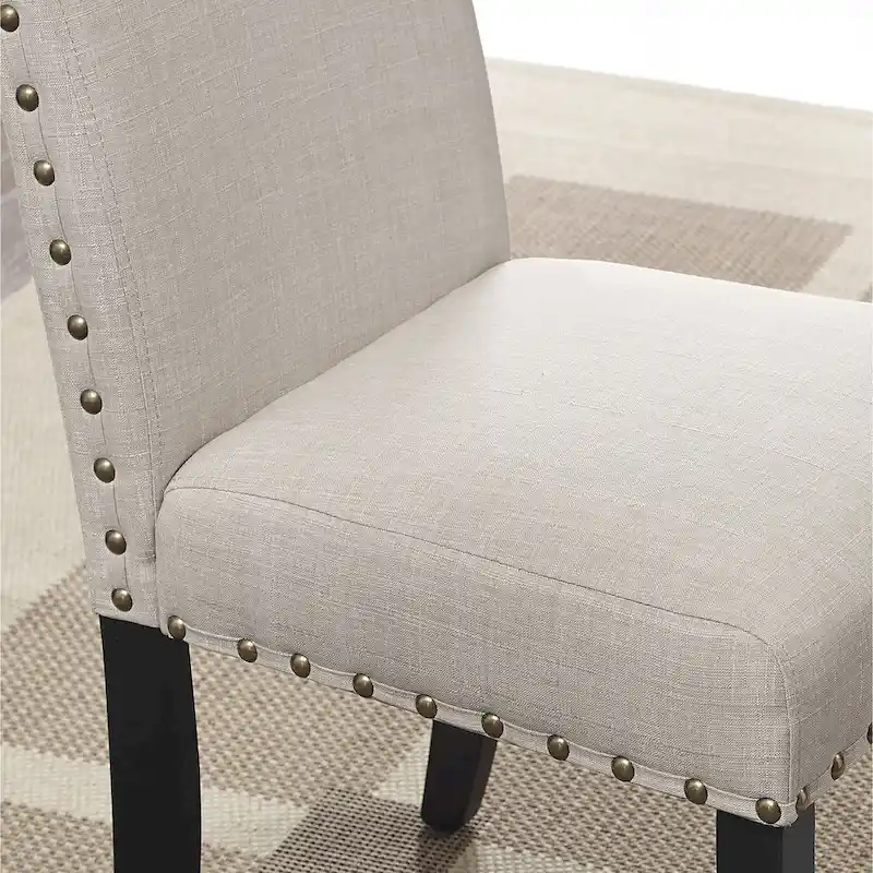 Modern Style 3-Piece Dining Set with Round Bar Table and 2 Nailhead Pub Chairs