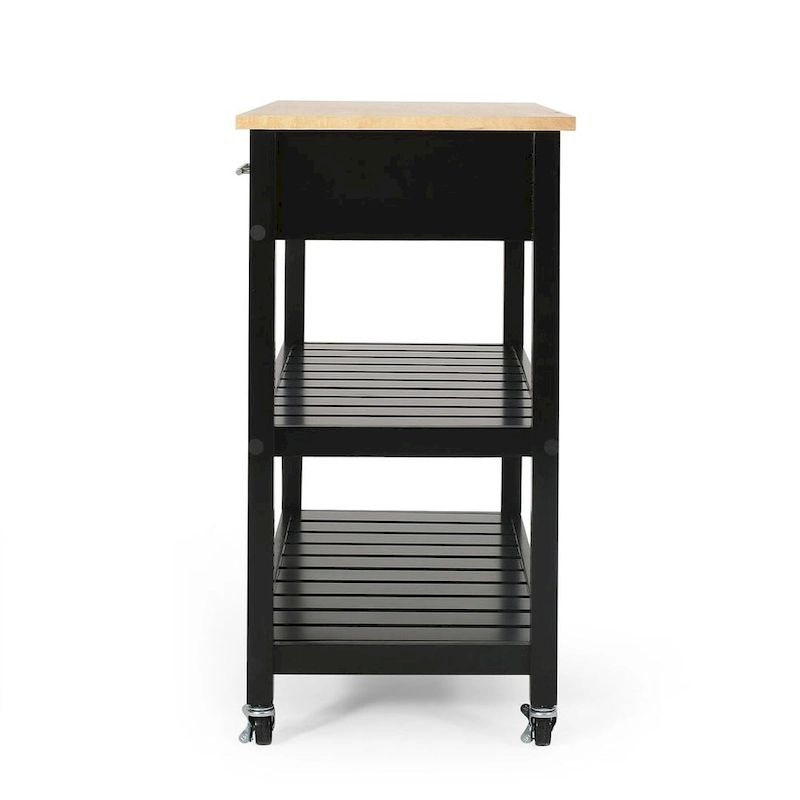 Modern White Wood Kitchen Cart with Wheels Drawers and Shelves by Christopher Knight Home