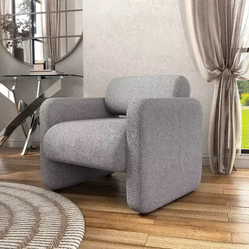 HOMES: Inside + Out Sanddrift Modern Boucle Upholstered Accent Chair