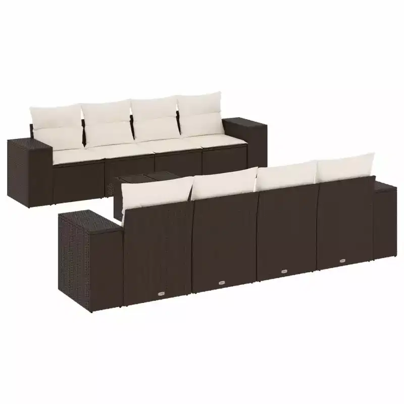 vidaXL Patio Sofa Set with Cushions Outdoor Furniture 9 Piece Poly Rattan
