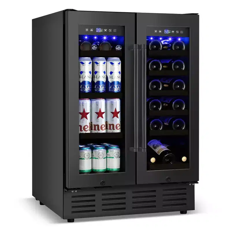 Denjol Freestanding Wine and Beverage Cooler - Dual Zone, 24 Inch, Holds 18 Wine Bottles + 88 Cans